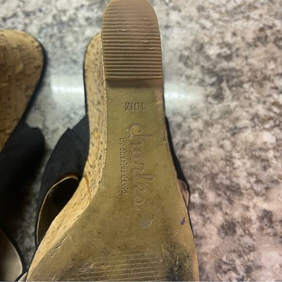 Women's Latrice Wedge Mule Sandal - Charles David - Black and cork - Picture 5 of 10